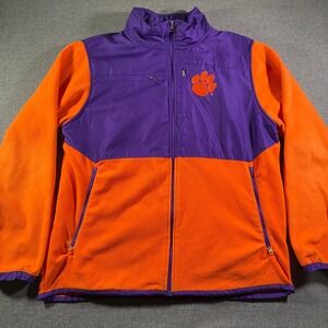 Clemson Tigers Fleece Jacket Mens XL Orange Purple Full Zip NCAA Colorblock